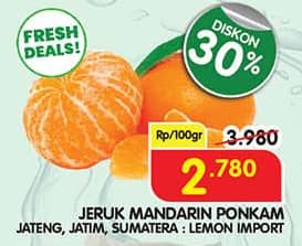 Promo Harga Jeruk Mandarin Ponkam per 100 gr - Superindo