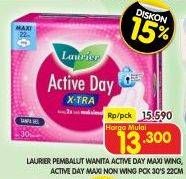 Promo Harga Laurier Active Day X-TRA Wing 22cm, Non Wing 22cm 30 pcs - Superindo
