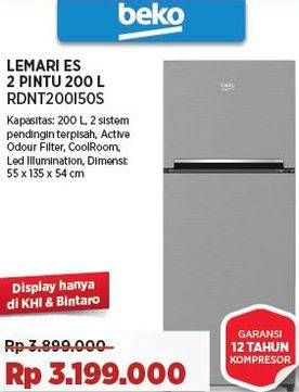 Promo Harga Beko RDNT 200I50 S Refrigerator  - COURTS