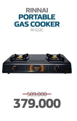 Rinnai RI 522C | Gas Stove  Diskon 25%, Harga Promo Rp379.000, Harga Normal Rp509.000