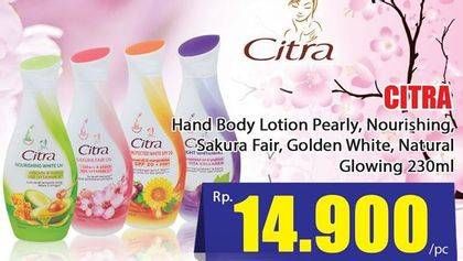 Promo Harga CITRA Hand & Body Lotion Pearly White UV, Nourishing White, Sakura Fair UV, Golden White, Natural Glowing White 230 ml - Hari Hari