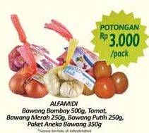 Promo Harga ALFAMIDI Bawang Bombay 500 g, Tomat, Bawang Merah 250 g, Bawang Putih 250 g, Paket Aneka Bawang 350 g  - Alfamidi