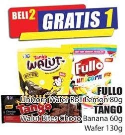 Promo Harga FULLO Unicorn Wafer Roll Lemon 80 g/TANGO Walut Bites Choco Banana 60 g;Wafer 130 g  - Hari Hari