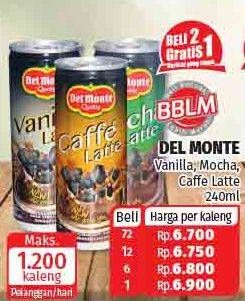 Promo Harga Del Monte Latte Vanilla Latte, Mocha Latte, Caffe Latte 240 ml - Lotte Grosir