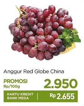 Promo Harga Anggur Red Globe Cina per 100 gr - Carrefour