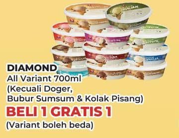 Promo Harga Diamond Ice Cream Kecuali Es Doger, Kecuali Bubur Sumsum, Kecuali Kolak Pisang 700 ml - Yogya