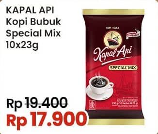 Promo Harga Kapal Api Kopi Bubuk Special Mix per 10 sachet 24 gr - Indomaret