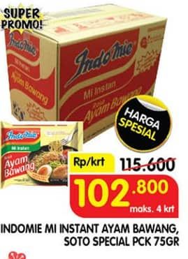 Promo Harga Indomie Mi Kuah Ayam Bawang, Soto Spesial per 40 pcs 69 gr - Superindo