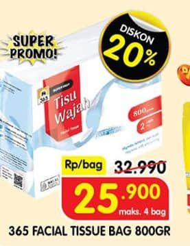 Promo Harga 365 Facial Tissue 800 gr - Superindo