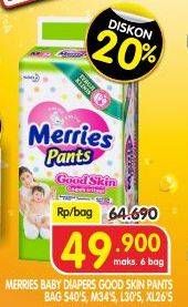 Promo Harga Merries Pants Good Skin L30, M34, S40, XL26 26 pcs - Superindo