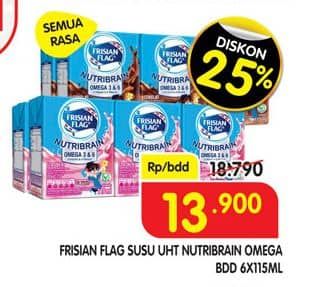 Promo Harga Frisian Flag Susu Cair UHT Nutribrain All Variants per 6 tpk 115 ml - Superindo