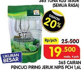 Promo Harga 365 Pencuci Piring Jeruk Nipis 1600 ml - Superindo