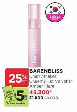 Promo Harga Barenbliss Cherry Makes Cheerful Lip Velvet 14 Amber Flare 1 pcs - Watsons