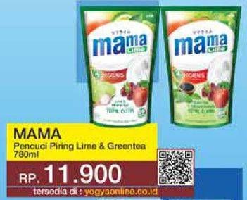 Promo Harga MAMA LIME Cairan Pencuci Piring Lime, Green Tea 780 ml - Yogya