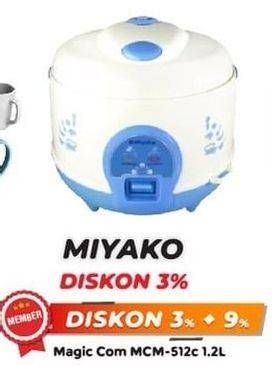 Promo Harga MIYAKO Magic Com MCM 512C 1200 ml - Yogya