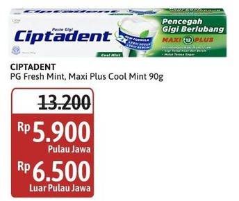 Promo Harga Ciptadent Pasta Gigi Maxi 12 Plus Fresh Mint, Cool Mint 190 gr - Alfamidi