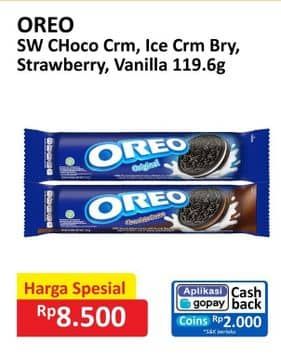 Promo Harga Oreo Biskuit Sandwich Chocolate, Ice Cream Blueberry, Strawberry, Vanilla 119 gr - Alfamart