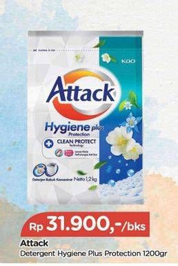 Promo Harga Attack Detergent Powder Hygiene Plus Protection 1200 gr - TIP TOP