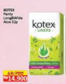 Promo Harga Kotex Fresh Liners Longer & Wider Scented Aloevera 32 pcs - Alfamart
