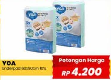 Promo Harga YOA Underpad 60 X 90 Cm 10 pcs - Yogya