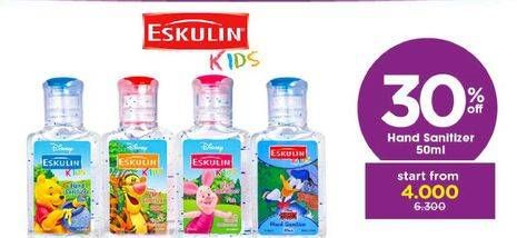 Promo Harga ESKULIN Kids Hand Sanitizer 50 ml - Watsons