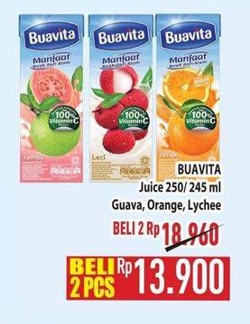 Promo Harga Buavita Fresh Juice Guava, Orange, Lychee 250 ml - Hypermart