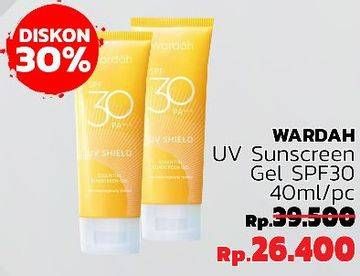 Promo Harga WARDAH UV Shield Essential Sunscreen Gel SPF 30 PA+++ 40 ml - LotteMart