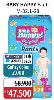 Promo Harga Baby Happy Body Fit Pants M32, L28 28 pcs - Alfamidi