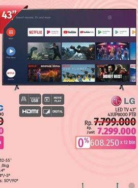 Promo Harga LG 43UP8000PTB Smart UHD TV 43 Inch  - LotteMart