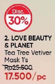 Promo Harga Love Beauty And Planet Sheet Mask Tea Tree Oil Vetiver 21 ml - Guardian