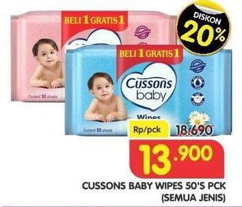 Promo Harga CUSSONS BABY Wipes All Variants 50 pcs - Superindo