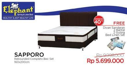 Promo Harga ELEPHANT Sapporo Rebounded Complete Bed Set 160x200cm  - Courts