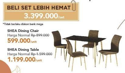 Promo Harga Shea Dinning Chair + Table  - Carrefour