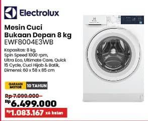 Promo Harga Electrolux EWF8004E3WB/WH Front Loading 8 Kg  - COURTS