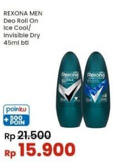 Promo Harga Rexona Men Deo Roll On Ice Cool, Invisible Dry 45 ml - Indomaret
