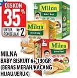 Promo Harga Milna Biskuit Bayi 6+ Beras Merah, Kacang Hijau, Jeruk 130 gr - Hypermart