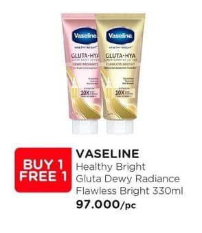 Promo Harga Vaseline Healthy Bright Gluta-Hya Lotion Flawless Bright, Dewy Radiance 330 ml - Watsons