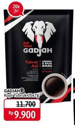 Promo Harga Gadjah Kopi Tubruk Asli per 20 sachet 7 gr - Alfamidi