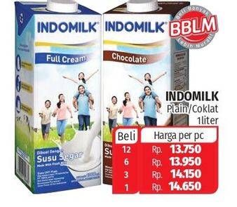 Promo Harga Indomilk Susu UHT Cokelat, Full Cream Plain 1000 ml - Lotte Grosir