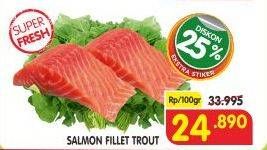 Promo Harga Salmon Fillet Trout per 100 gr - Superindo