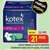 Promo Harga Kotex Healthy Protection Overnight Wing 28cm, Overnight Wing 32cm 9 pcs - Superindo