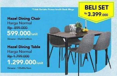 Promo Harga HAZEL Dining Table + Chair Set  - Carrefour
