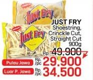 Promo Harga Just Fry French Fries Shoestrings, Crinckle, Straight Cut 900 gr - LotteMart