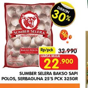 Promo Harga Sumber Selera Bakso Sapi Polos, SB Serba Guna 25 pcs - Superindo