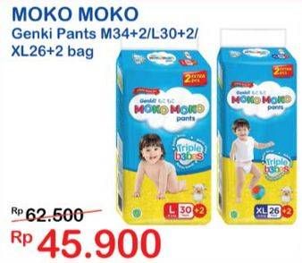 Promo Harga Genki Moko Moko Pants L30+2, M34+2, XL26+2 28 pcs - Indomaret