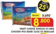 Promo Harga KRAFT Singles Cheese BBQ Chicken, Regular 5 pcs - Superindo