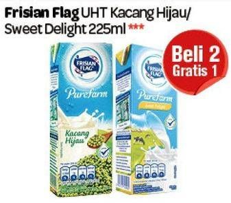 Promo Harga FRISIAN FLAG Susu UHT Purefarm Kacang Hijau, Sweet Delight 225 ml - Carrefour