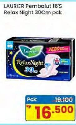 Promo Harga Laurier Relax Night 30cm 16 pcs - Indomaret