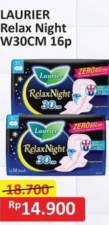Promo Harga Laurier Relax Night 30cm 16 pcs - Alfamart