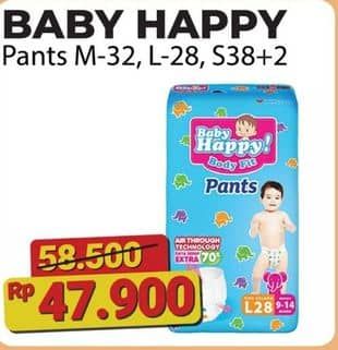 Promo Harga Baby Happy Body Fit Pants S38+2, M32, L28 28 pcs - Alfamart